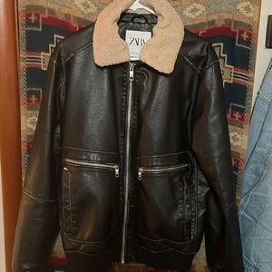 Zara fur lined bomber jacket M